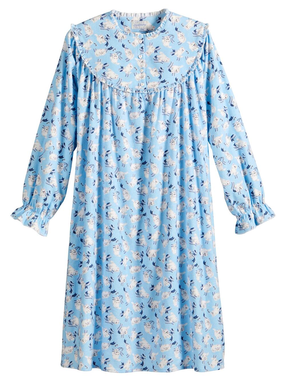 LANZ of SALZBURG Women's Playful Kittens Flannel Nightgown